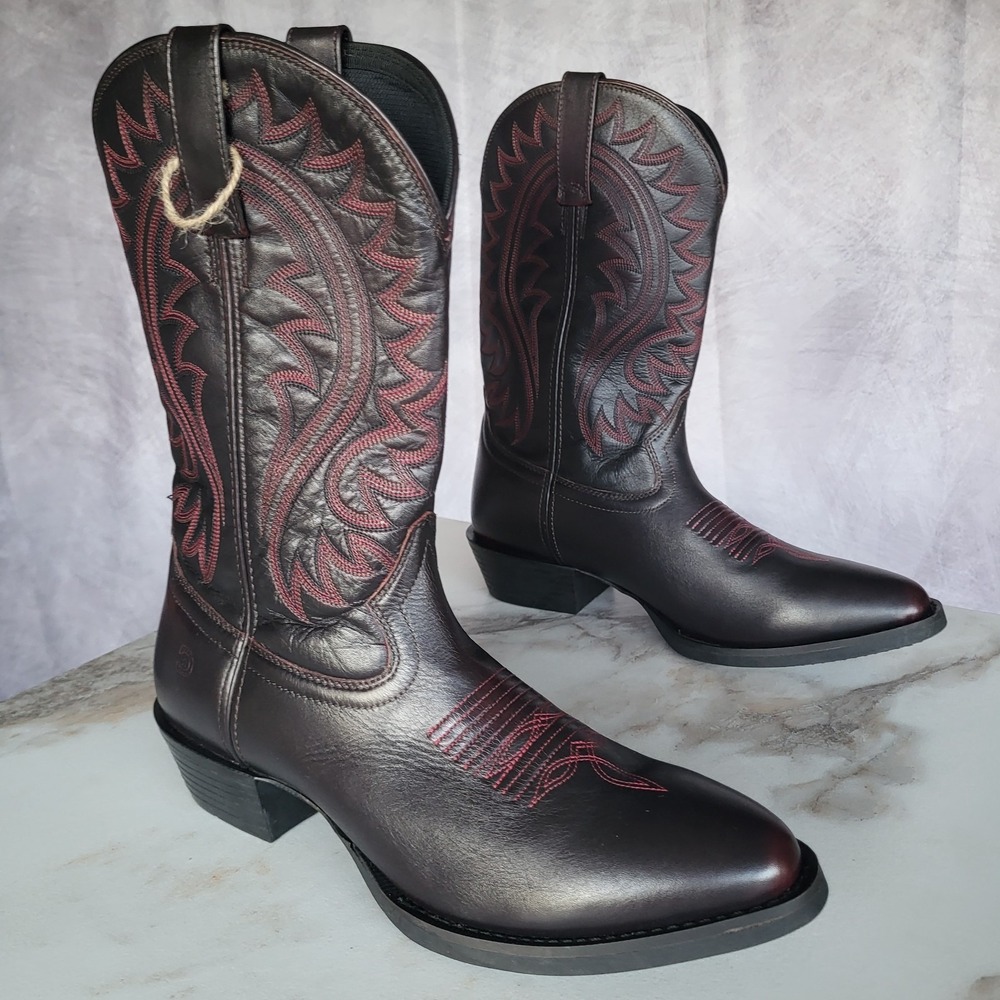 Durango Size 12 M R-Toe Burnished Burgundy Western Cowboy Boots Leather